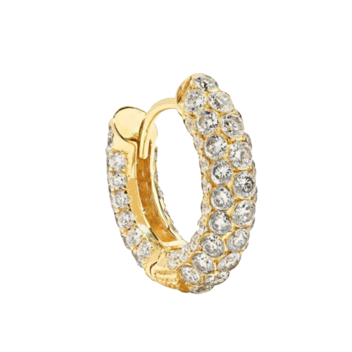 Pave Diamond Huggie Hoop Earring Cushionblue