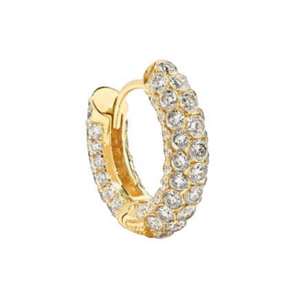 Hoop Earring Pave Diamond (1.94ct) Huggies Hoop Earring, Hip Hop Fashion Jewelry. Cushionblue