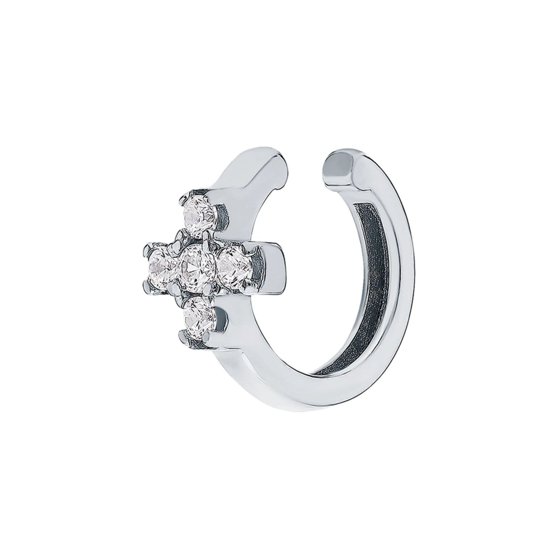 14k Gold Diamond Cross Conch Piercing | Helix Ear Cuff No Piercing | Non-Pierced Ear Jacket Gift for Her. Cushionblue