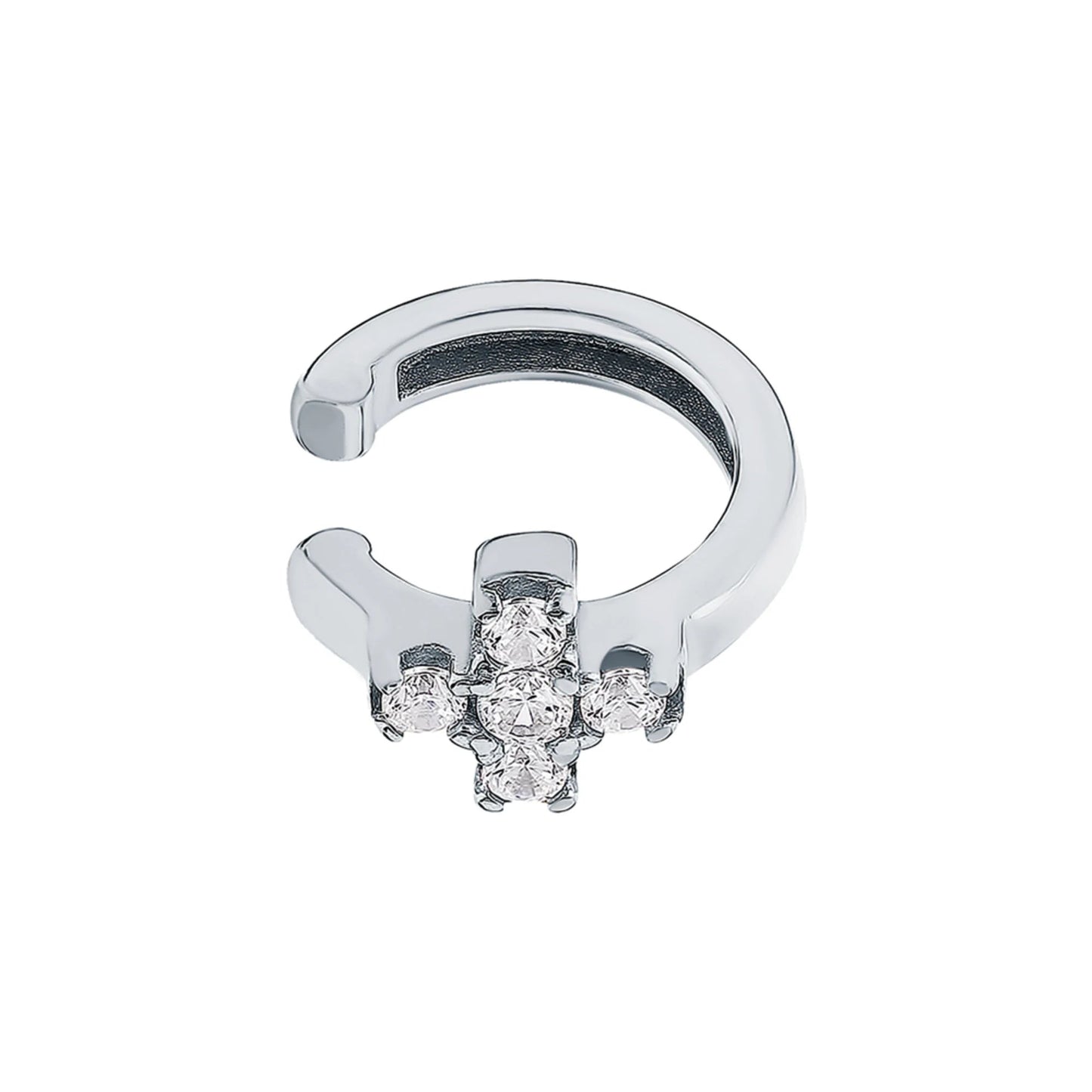 14k Gold Diamond Cross Conch Piercing | Helix Ear Cuff No Piercing | Non-Pierced Ear Jacket Gift for Her. Cushionblue