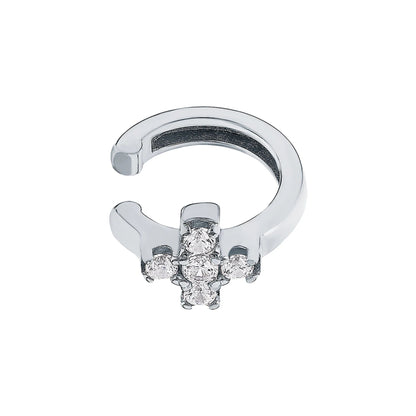 14k Gold Diamond Cross Conch Piercing | Helix Ear Cuff No Piercing | Non-Pierced Ear Jacket Gift for Her. Cushionblue