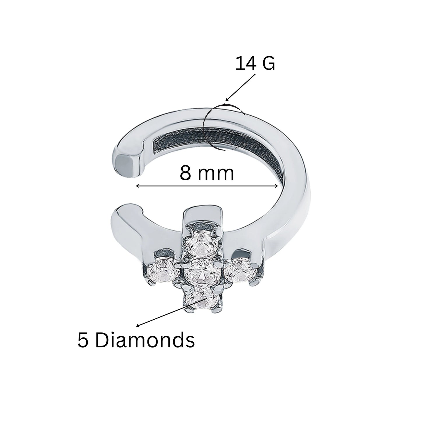 14k Gold Diamond Cross Conch Piercing | Helix Ear Cuff No Piercing | Non-Pierced Ear Jacket Gift for Her. Cushionblue