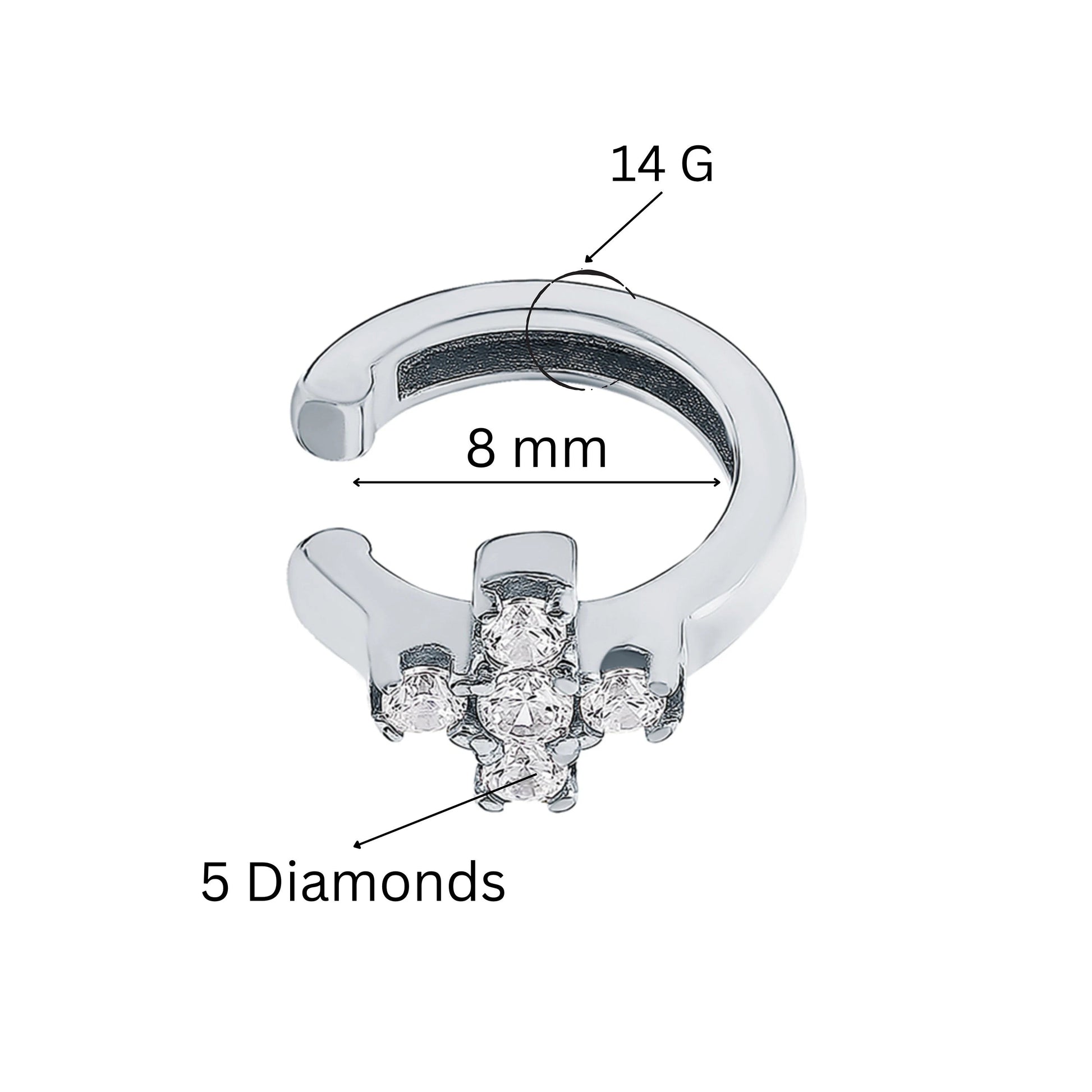 14k Gold Diamond Cross Conch Piercing | Helix Ear Cuff No Piercing | Non-Pierced Ear Jacket Gift for Her. Cushionblue