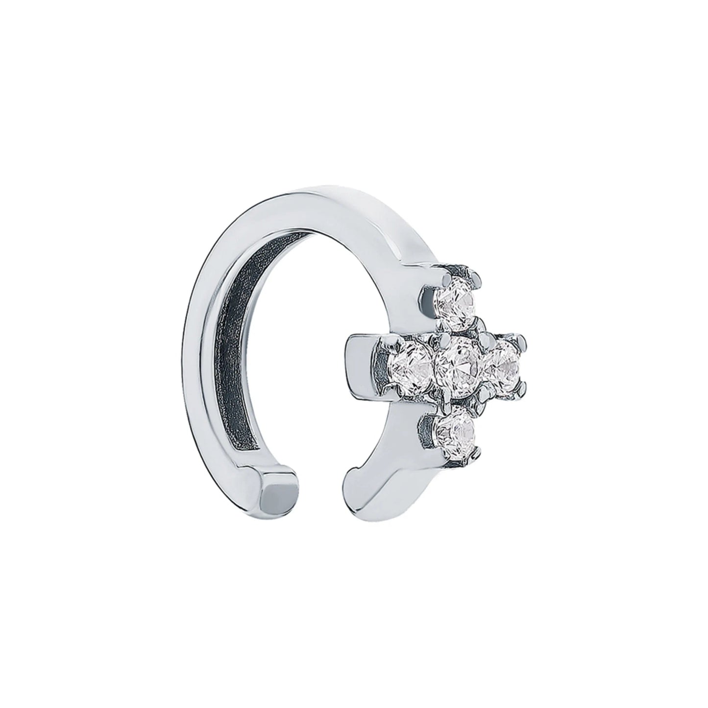 14k Gold Diamond Cross Conch Piercing | Helix Ear Cuff No Piercing | Non-Pierced Ear Jacket Gift for Her. Cushionblue