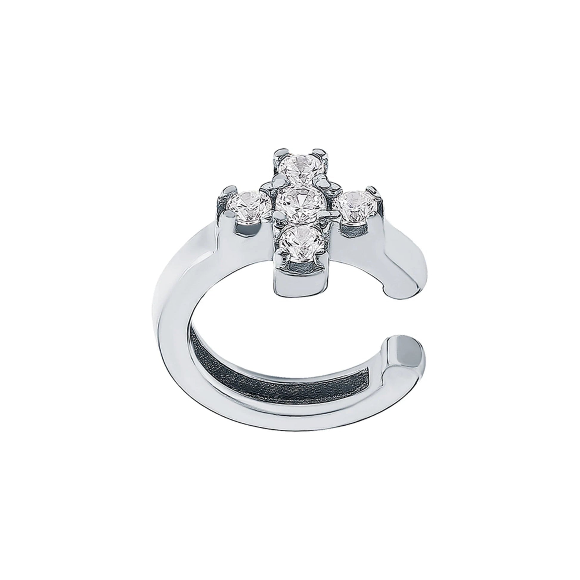 14k Gold Diamond Cross Conch Piercing | Helix Ear Cuff No Piercing | Non-Pierced Ear Jacket Gift for Her. Cushionblue