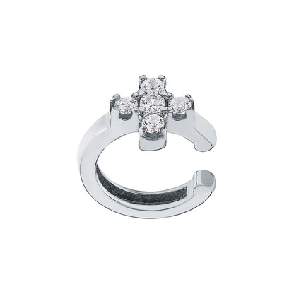 14k Gold Diamond Cross Conch Piercing | Helix Ear Cuff No Piercing | Non-Pierced Ear Jacket Gift for Her. Cushionblue