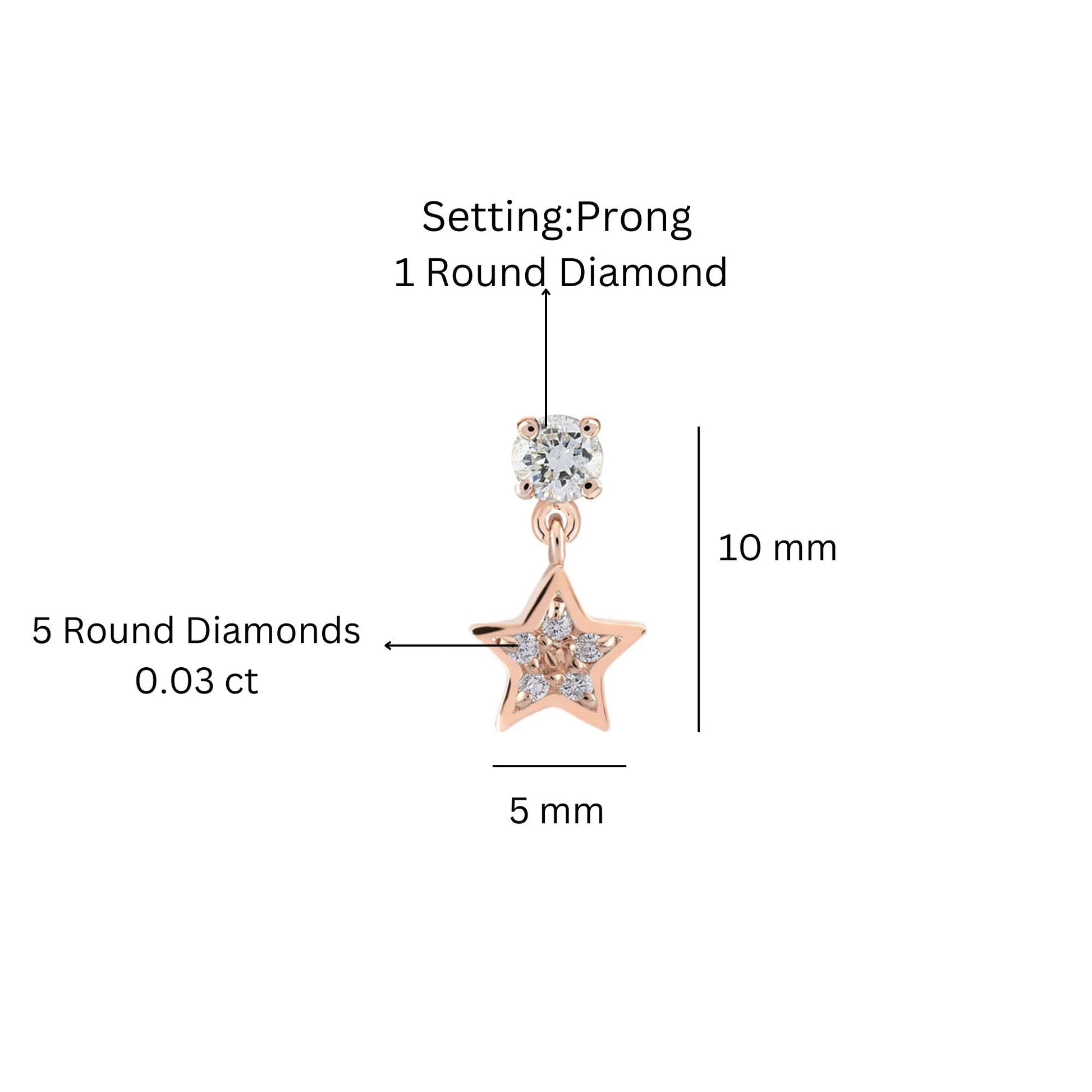 14K Gold Star Stud Earring | Tiny Star Drop Earring | Cartilage Helix Piercing | Ear Climber Jewelry | Gift For Her. Cushionblue