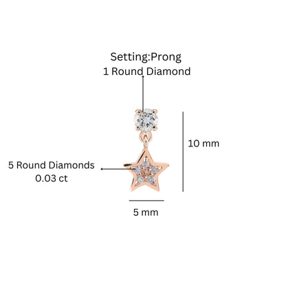 14K Gold Star Stud Earring | Tiny Star Drop Earring | Cartilage Helix Piercing | Ear Climber Jewelry | Gift For Her. Cushionblue