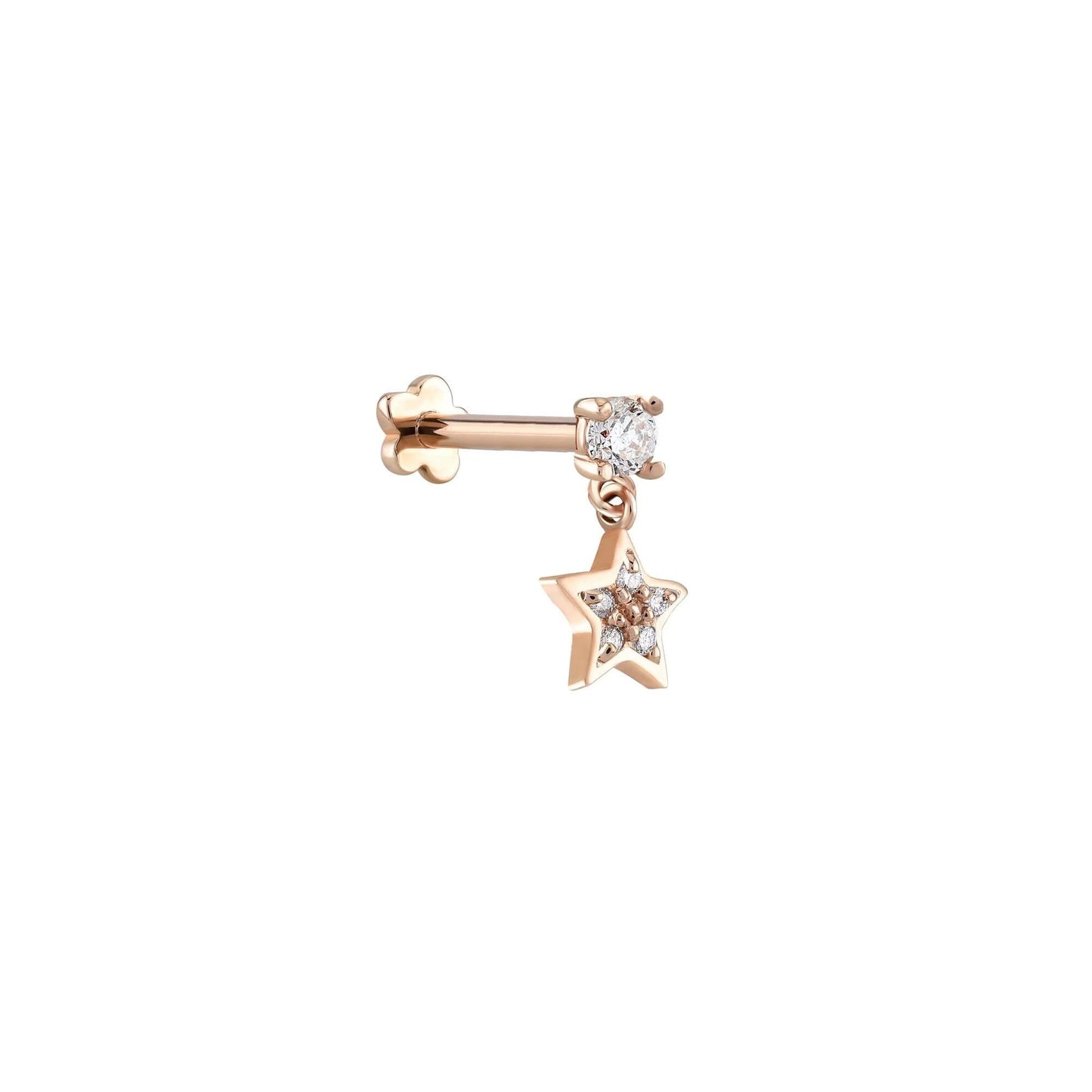 14K Gold Star Stud Earring | Tiny Star Drop Earring | Cartilage Helix Piercing | Ear Climber Jewelry | Gift For Her. Cushionblue