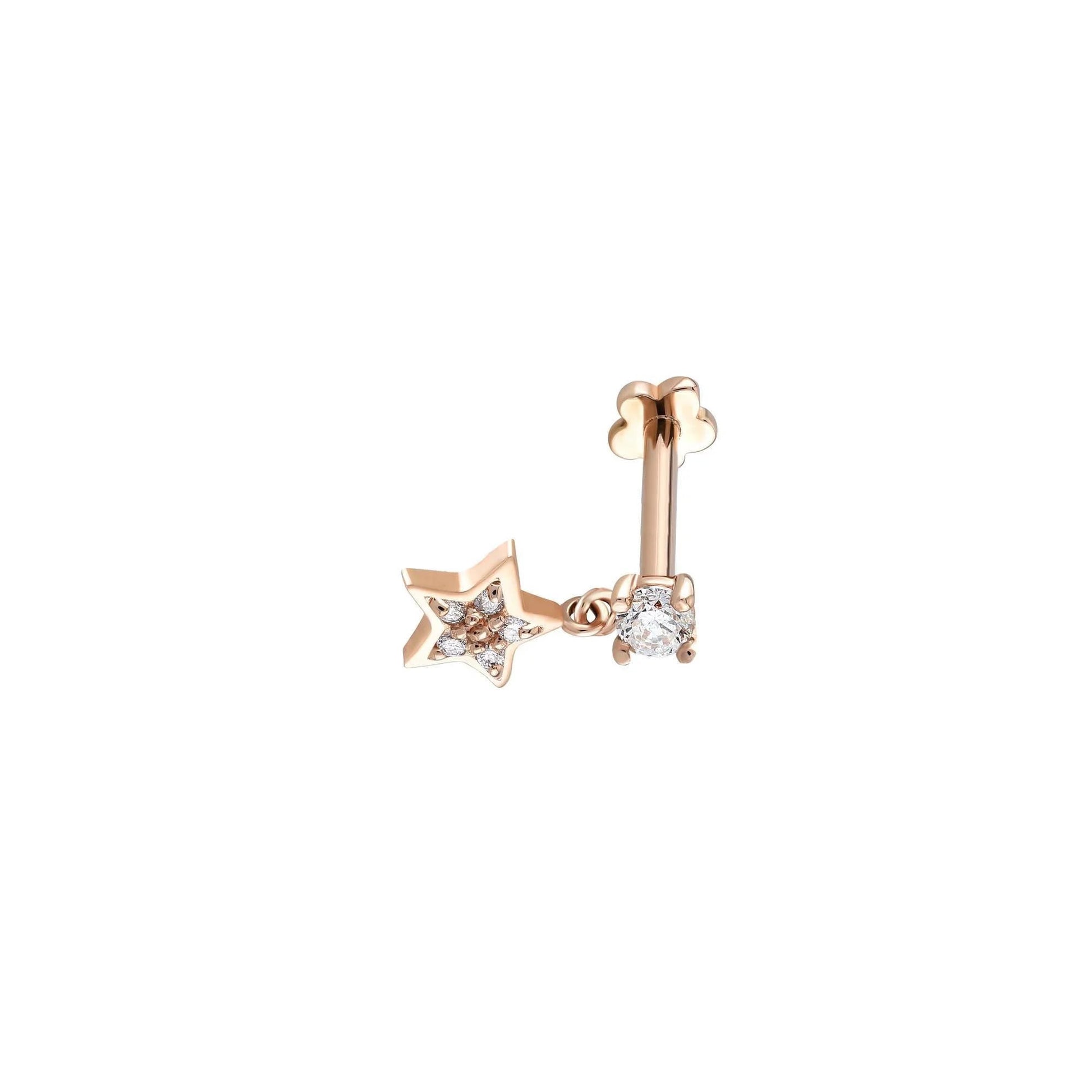14K Gold Star Stud Earring | Tiny Star Drop Earring | Cartilage Helix Piercing | Ear Climber Jewelry | Gift For Her. Cushionblue