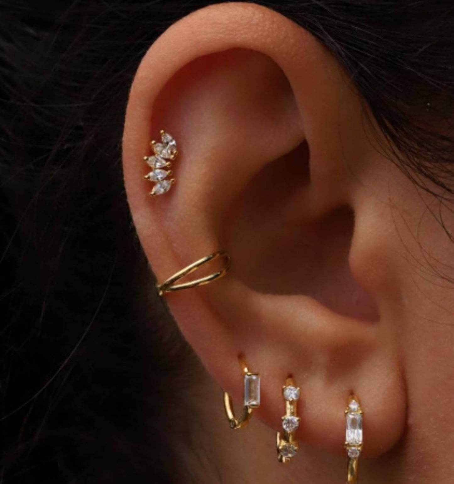 14K Gold Marquise Diamond Piercing Cushionblue