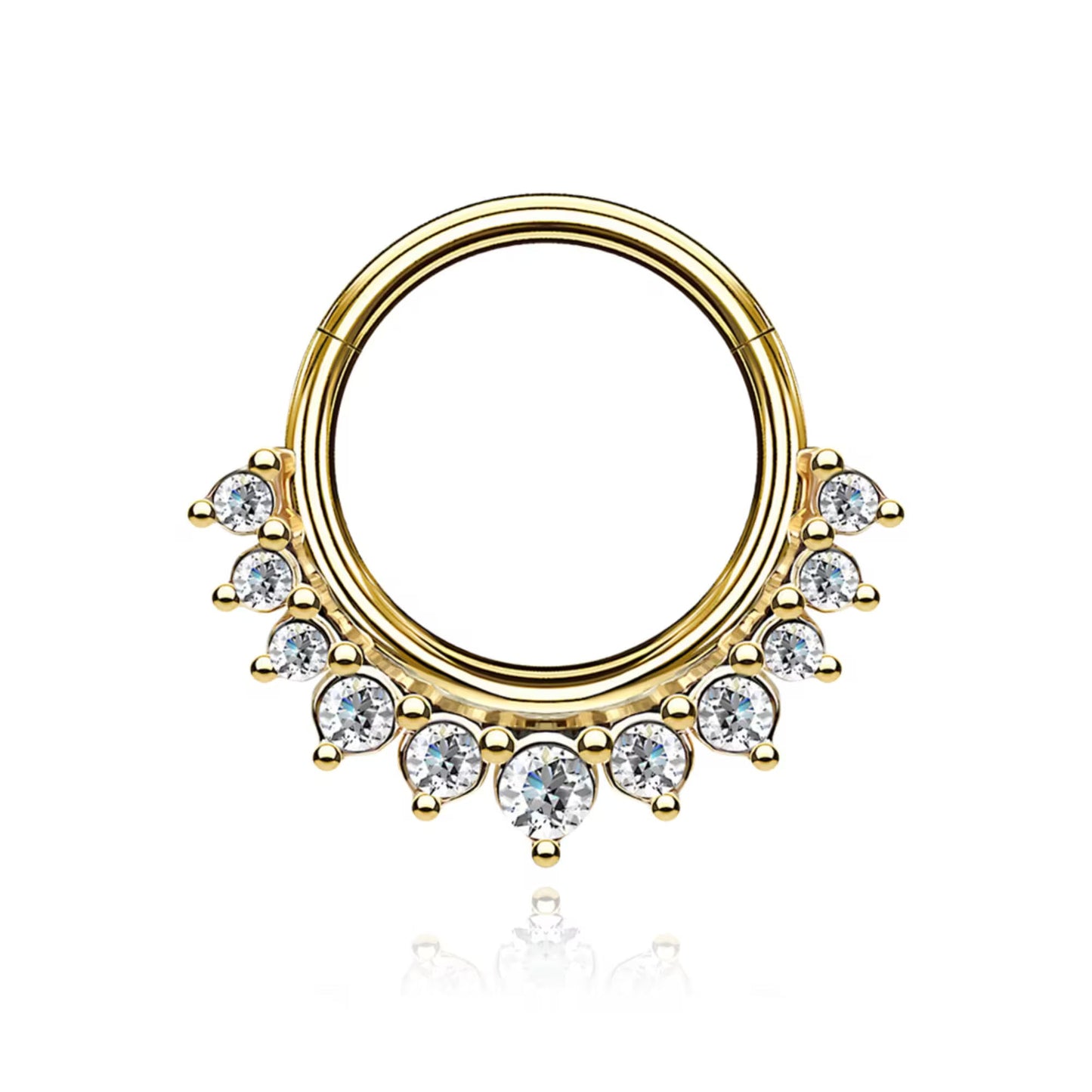 14K Solid Gold Daith Ring, Septum Conch piercing Cushionblue