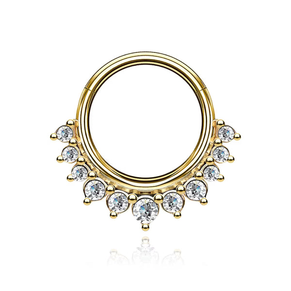 14K Solid Gold Daith Ring, Septum Conch piercing Cushionblue