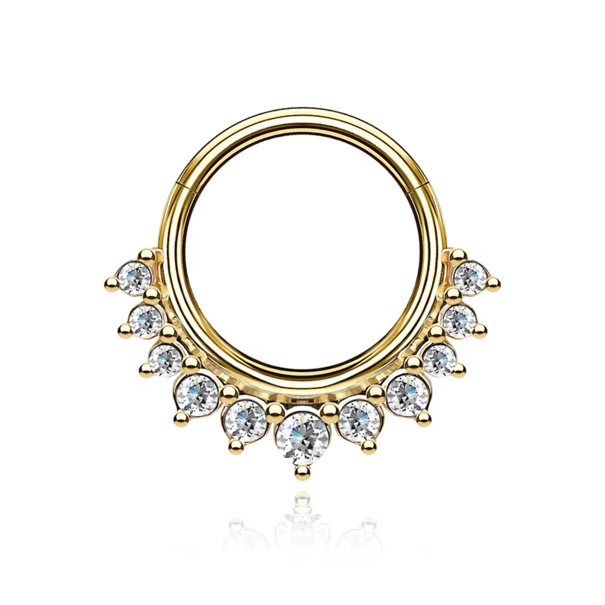 14K Solid Gold Daith Ring, Septum Conch piercing Cushionblue
