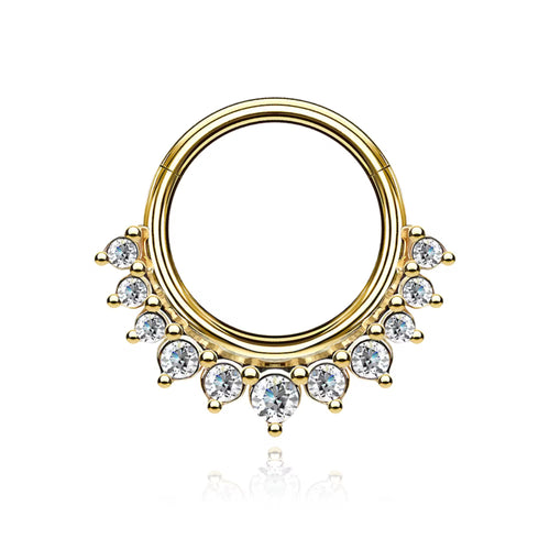 14K Solid Gold Daith Ring, Septum Conch piercing Cushionblue