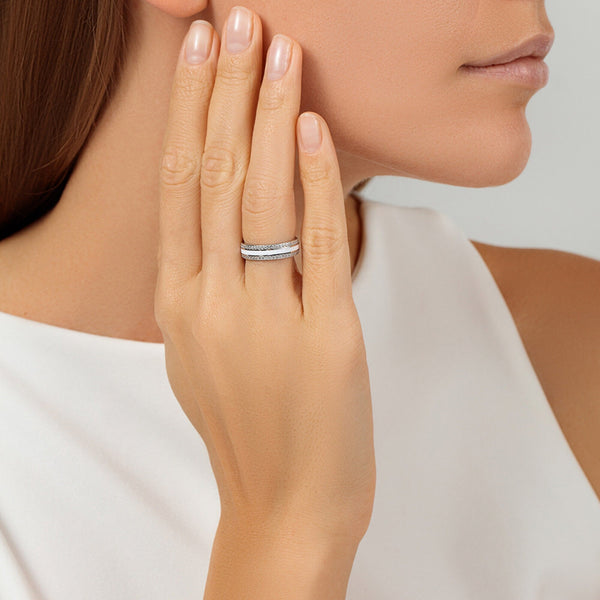 Enamel Diamond Ring, Custom Ring Cushionblue