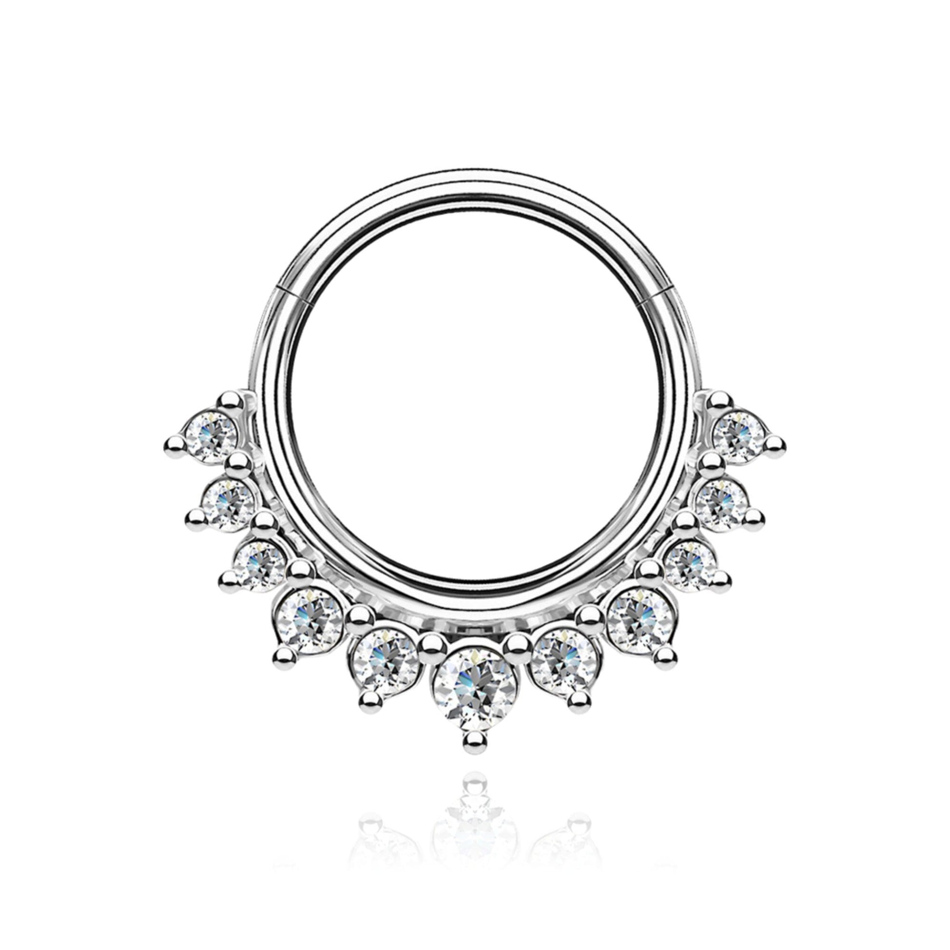 14K Solid Gold Daith Ring, Septum Conch piercing Cushionblue