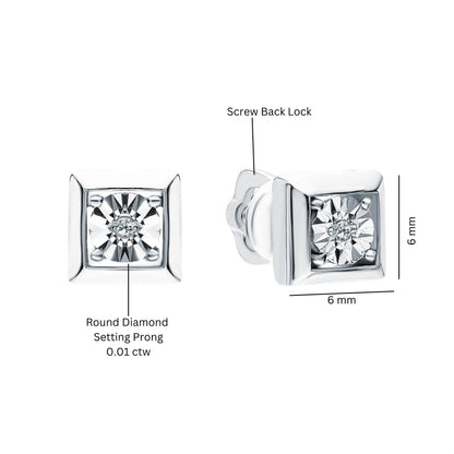 14K White Gold Princess Cut Diamond Stud Earrings | Dainty Square Frame Minimalist Earrings | Gift for Her. Cushionblue