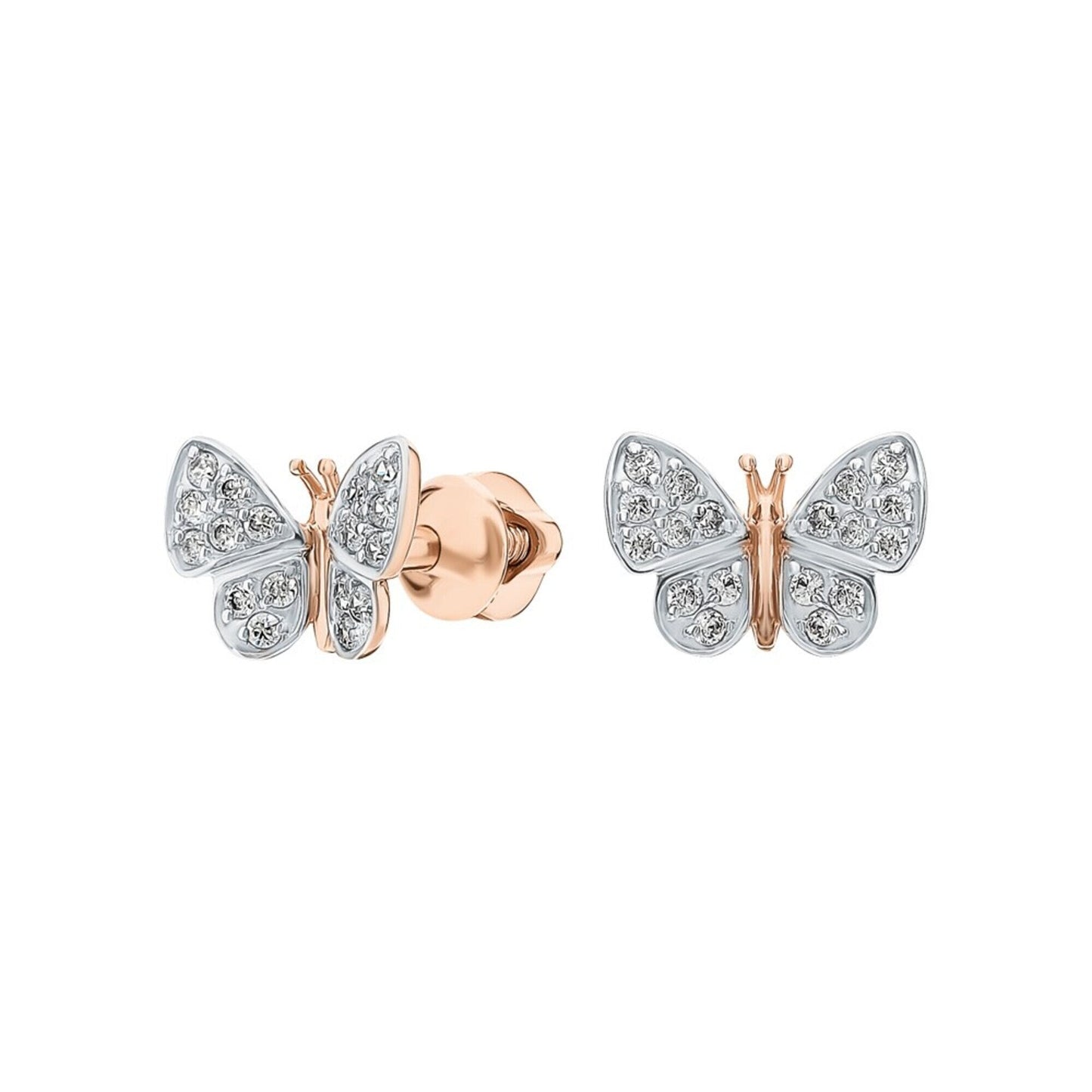Butterfly Diamond Stud Earrings, Dainty 14K Gold Butterfly Earrings, Sparkly Nature-Inspired Jewelry, Minimalist Diamond Gift for Her Cushionblue