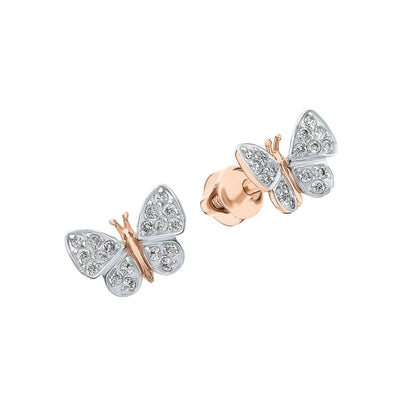 Butterfly Diamond Stud Earrings, Dainty 14K Gold Butterfly Earrings, Sparkly Nature-Inspired Jewelry, Minimalist Diamond Gift for Her Cushionblue