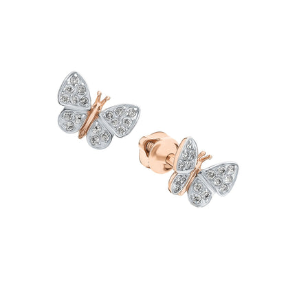 Butterfly Diamond Stud Earrings, Dainty 14K Gold Butterfly Earrings, Sparkly Nature-Inspired Jewelry, Minimalist Diamond Gift for Her Cushionblue