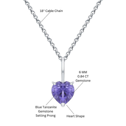 Tanzanite Heart Pendant, 14K Gold Tanzanite Necklace, Red Garnet Heart Pendant. Cushionblue
