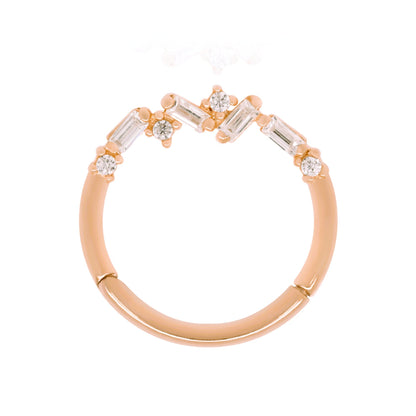 14k Gold Baguette Diamond Cluster Hoop,Tragus Daith Helix Septum Ring. Cushionblue