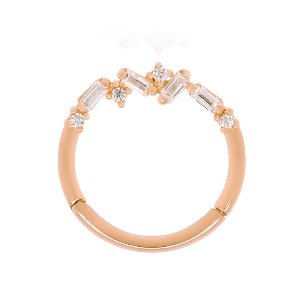 14k Gold Baguette Diamond Cluster Hoop,Tragus Daith Helix Septum Ring. Cushionblue