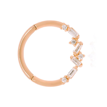 14k Gold Baguette Diamond Cluster Hoop,Tragus Daith Helix Septum Ring. Cushionblue