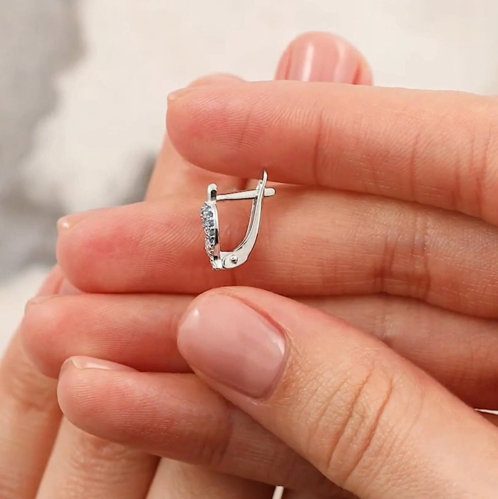 14K Gold Dainty Ocean-Inspired Hoops | Nautical Jewelry, Cute Animal Earrings | Fish Huggie Hoop Earrings With Gemstone | Gift For Her. Cushionblue
