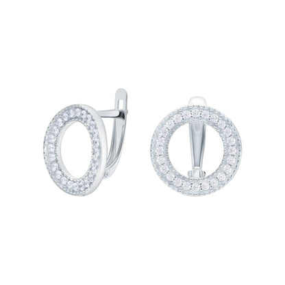 14K Gold Open Circle Diamond Huggie Earrings | Geometric Round Hoop Earrings For Women | Unique Gift Jewelry By Cushionblue. Cushionblue