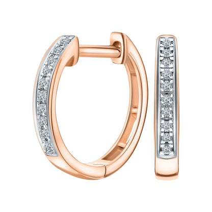 14k Gold 14mm Diamond Huggie Hoop Earring | Half Pave Diamond Hoop | Minimalist Gold Earring Gift for Women. Cushionblue