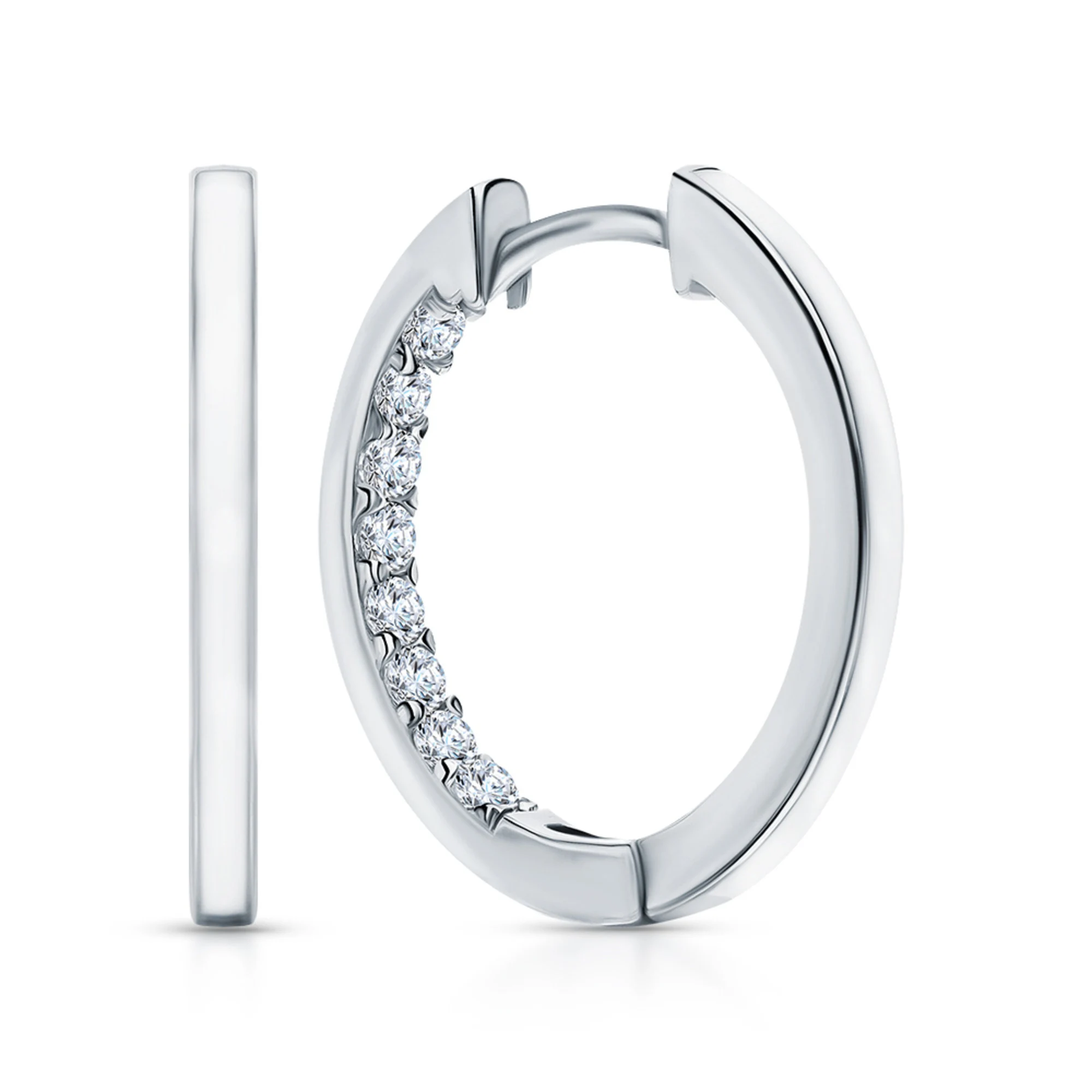 14k Gold Half String Hoop,Enamel Diamond Huggies Hoop Earrings,Pave Diamonds Hoops. Cushionblue