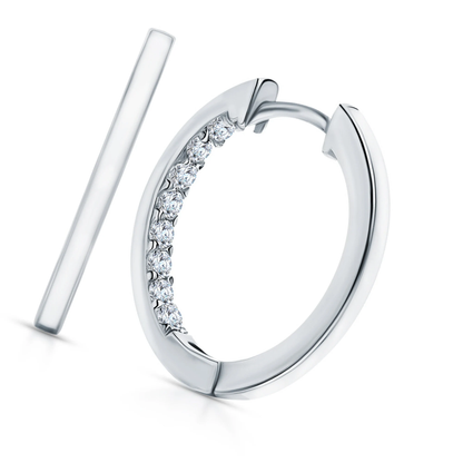 14k Gold Half String Hoop,Enamel Diamond Huggies Hoop Earrings,Pave Diamonds Hoops. Cushionblue