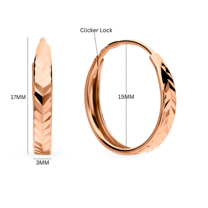 14k Gold Huggie Earrings Round Rose Gold Hoops. Cushionblue
