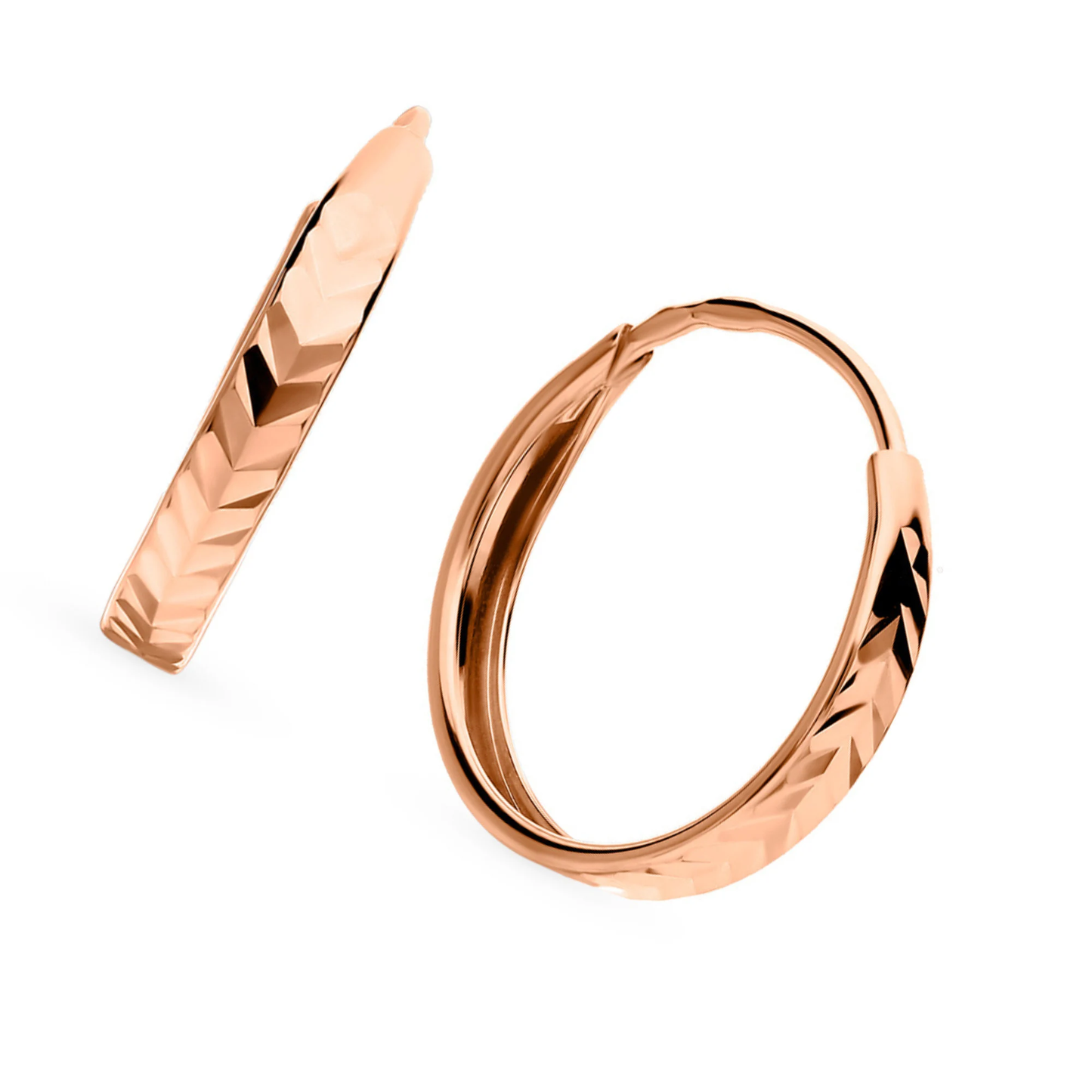 14k Gold Huggie Earrings Round Rose Gold Hoops. Cushionblue
