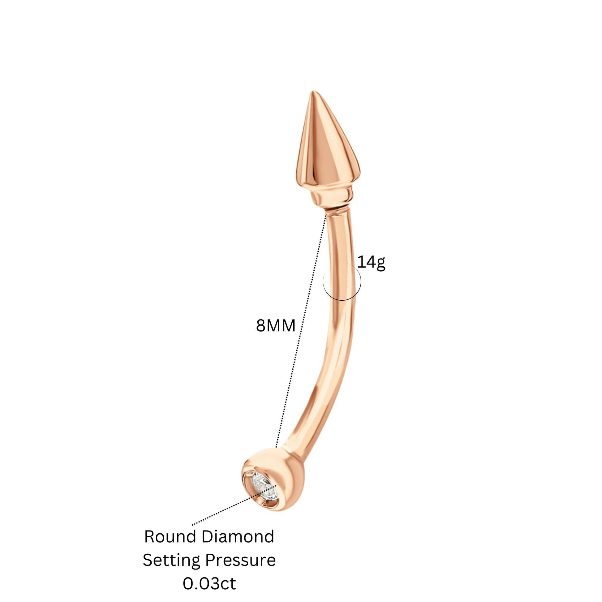 14K Gold Eyebrow Ring with Spikes | Cone Daith, Rook, Lip, Cartilage, and Eyebrow Piercing Jewelry, Gift for Her. Cushionblue