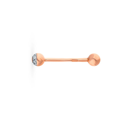 14k Gold Diamond Tongue Barbell, Luxury Tongue Piercing Stud, Bling Gold Body Jewelry. cushionblue