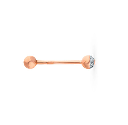 14k Gold Diamond Tongue Barbell, Luxury Tongue Piercing Stud, Bling Gold Body Jewelry. cushionblue