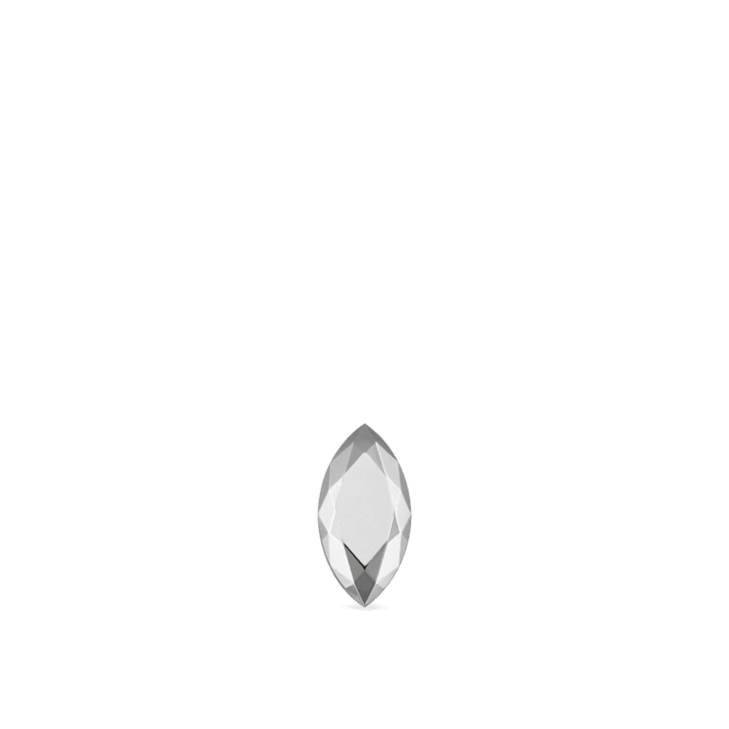 14K Gold Marquise Threaded Stud Faceted, Single Earring (6.5MM) In White, Leaf Piercing. Cushionblue