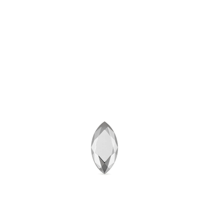 14K Gold Marquise Threaded Stud Faceted, Single Earring (6.5MM) In White, Leaf Piercing. Cushionblue