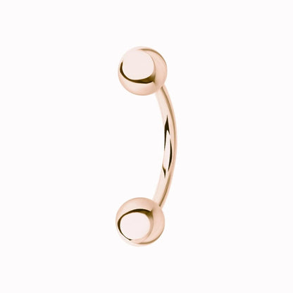 14k Gold Plain Ball Eyebrow Piercing | Curved Internal Barbell | Rook Banana Navel Body Jewelry Gift for Women. Cushionblue