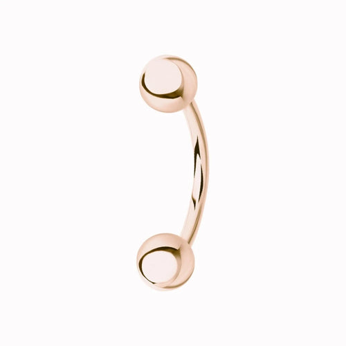 14k Gold Plain Ball Eyebrow Piercing | Curved Internal Barbell | Rook Banana Navel Body Jewelry Gift for Women. Cushionblue