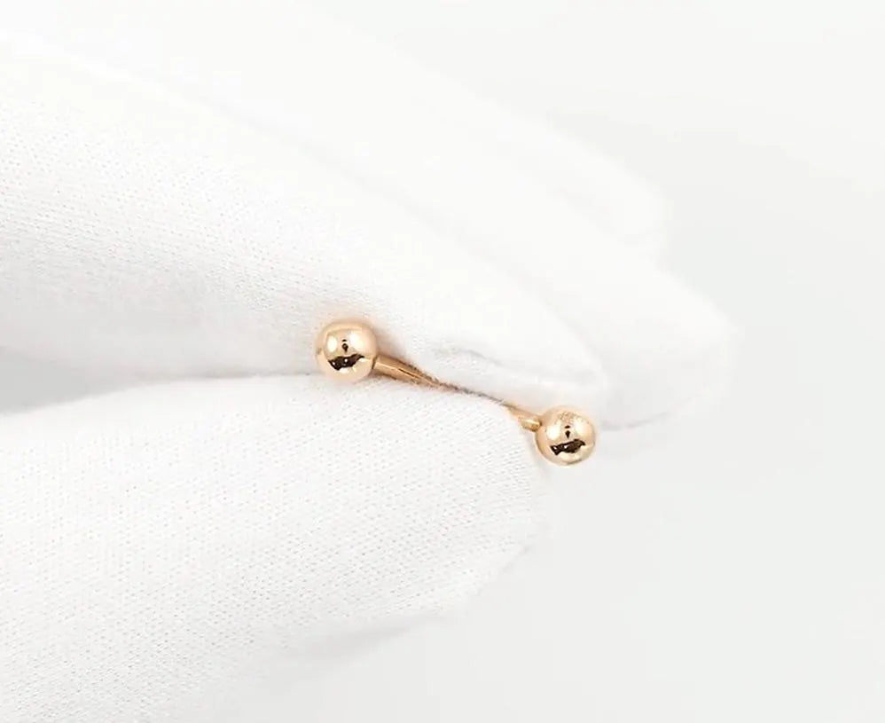 14k Gold Plain Ball Eyebrow Piercing | Curved Internal Barbell | Rook Banana Navel Body Jewelry Gift for Women. Cushionblue