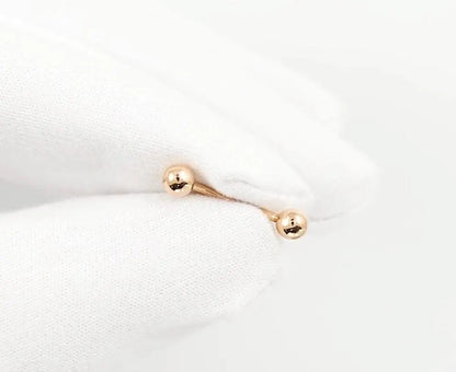 14k Gold Plain Ball Eyebrow Piercing | Curved Internal Barbell | Rook Banana Navel Body Jewelry Gift for Women. Cushionblue