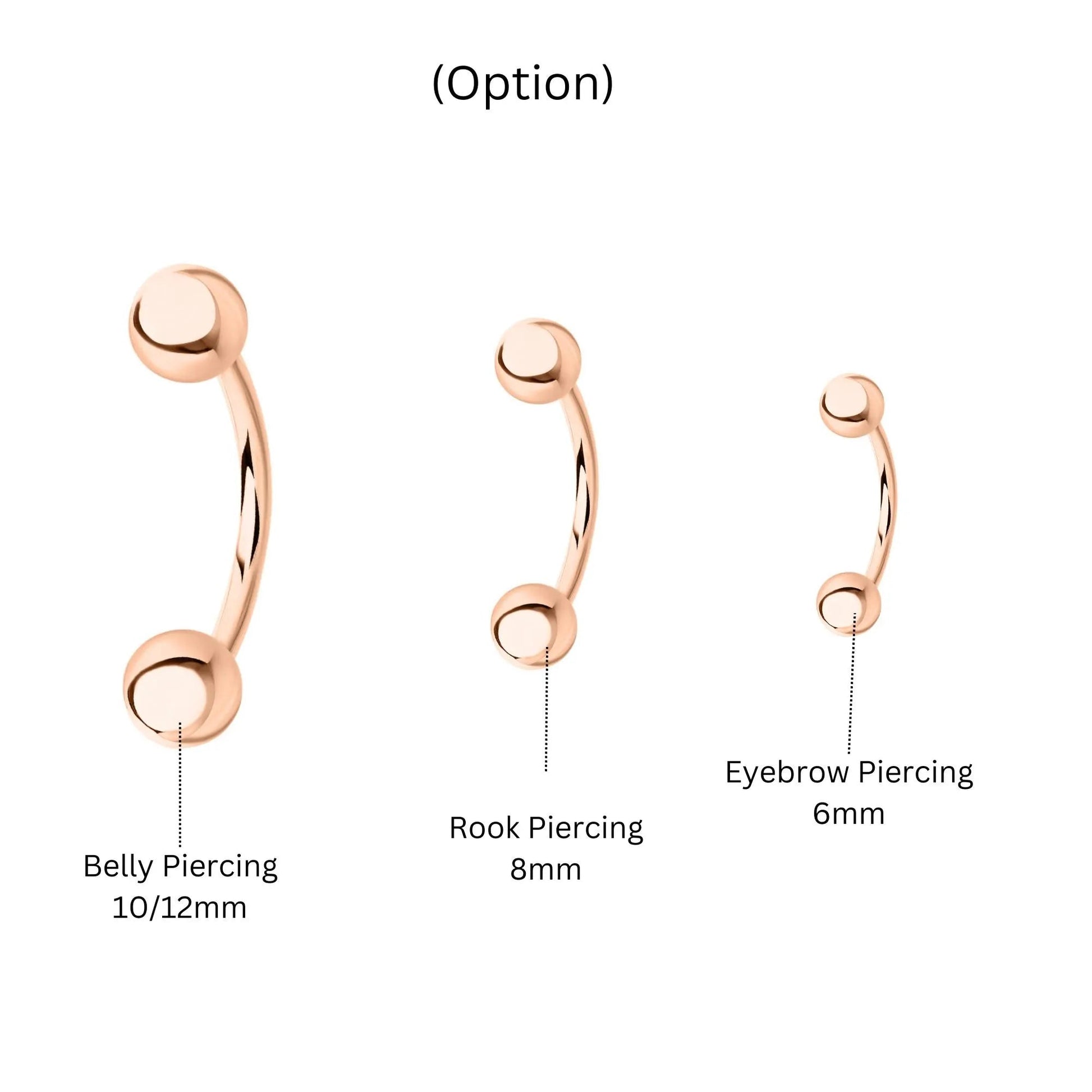14k Gold Plain Ball Eyebrow Piercing | Curved Internal Barbell | Rook Banana Navel Body Jewelry Gift for Women. Cushionblue