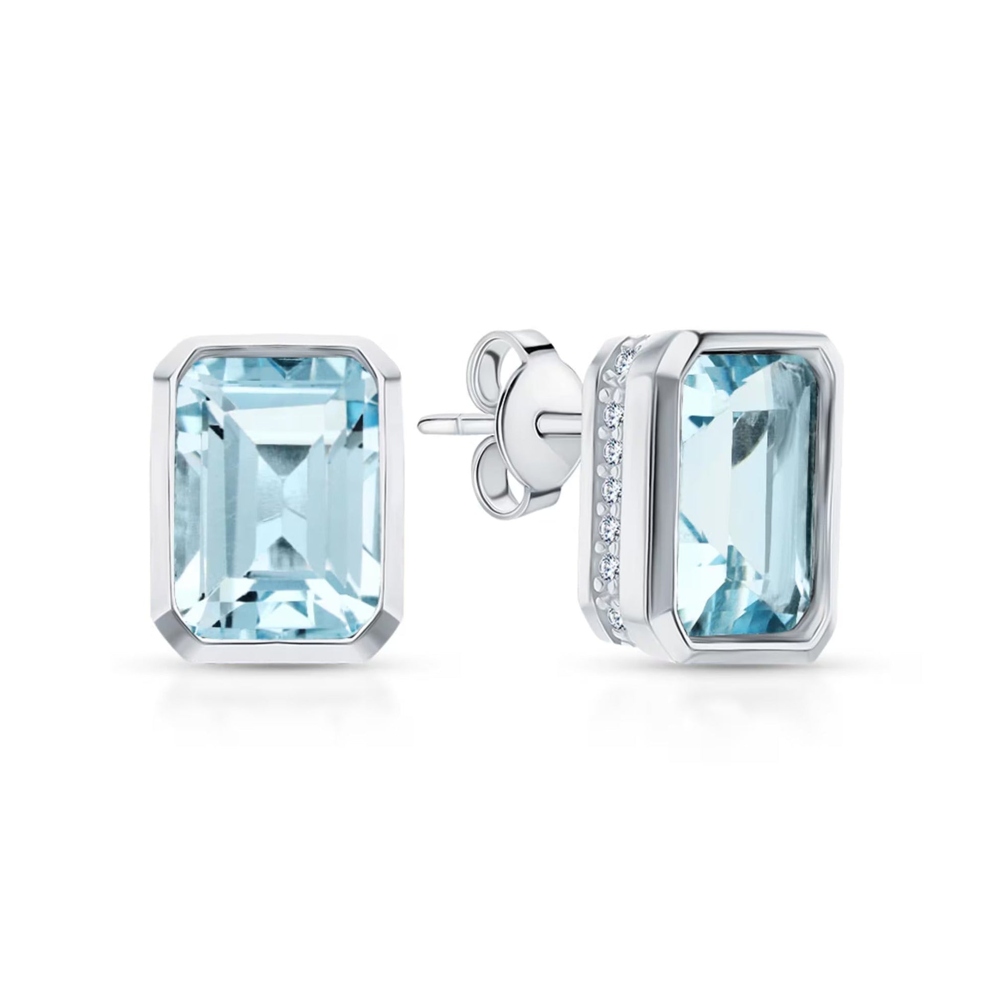 14K Gold Emerald Cut Garnet Stud Earrings | Dainty Red Gemstone Jewelry | Handmade January Birthstone Gift for Her. Cushionblue