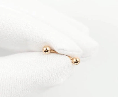 14k Gold Plain Ball Eyebrow Piercing | Curved Internal Barbell | Rook Banana Navel Body Jewelry Gift for Women. Cushionblue