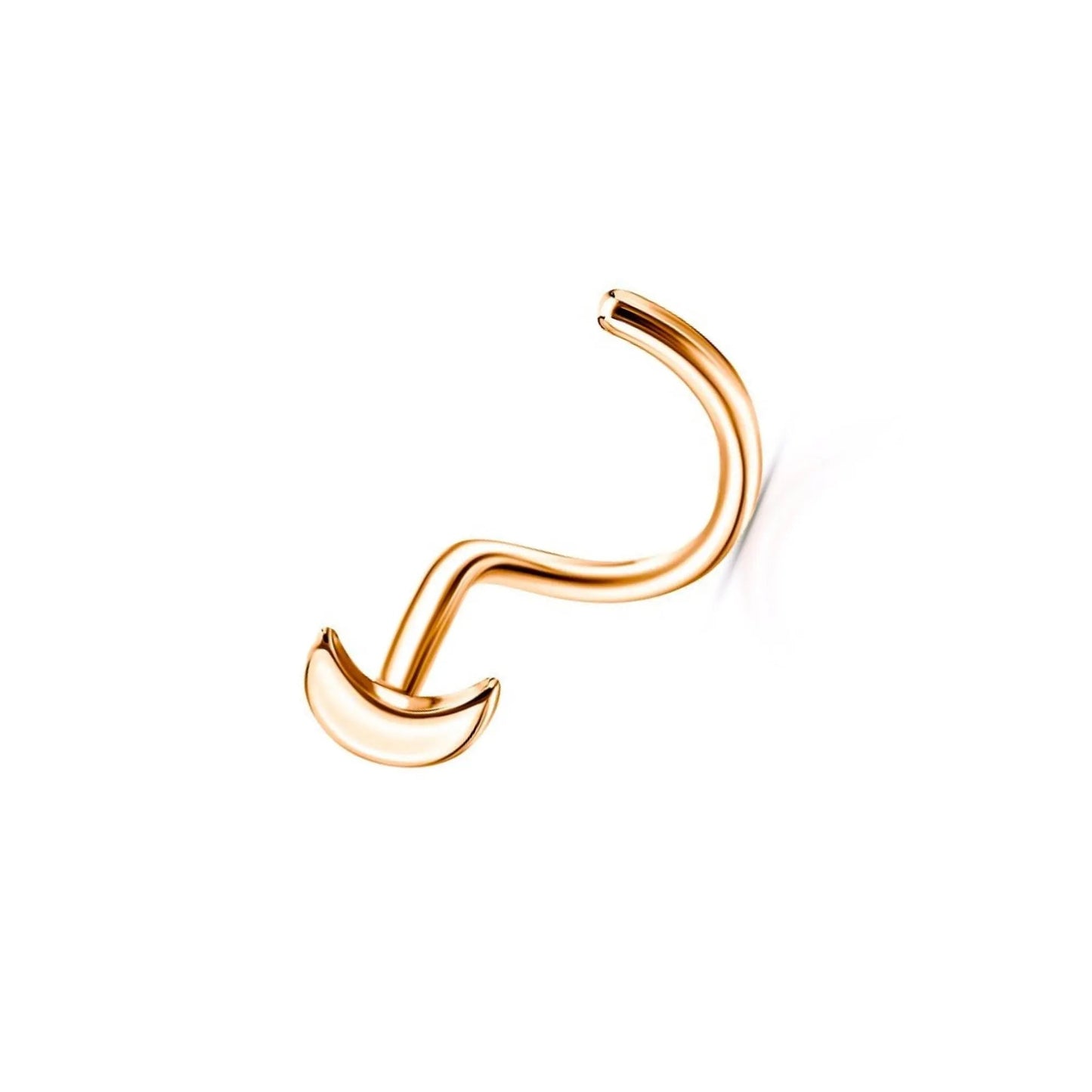 14k Rose Gold Crescent Moon Nose Stud | L Bend Nostril Piercing | Tragus or Ear Jewelry Gift for Her. Cushionblue