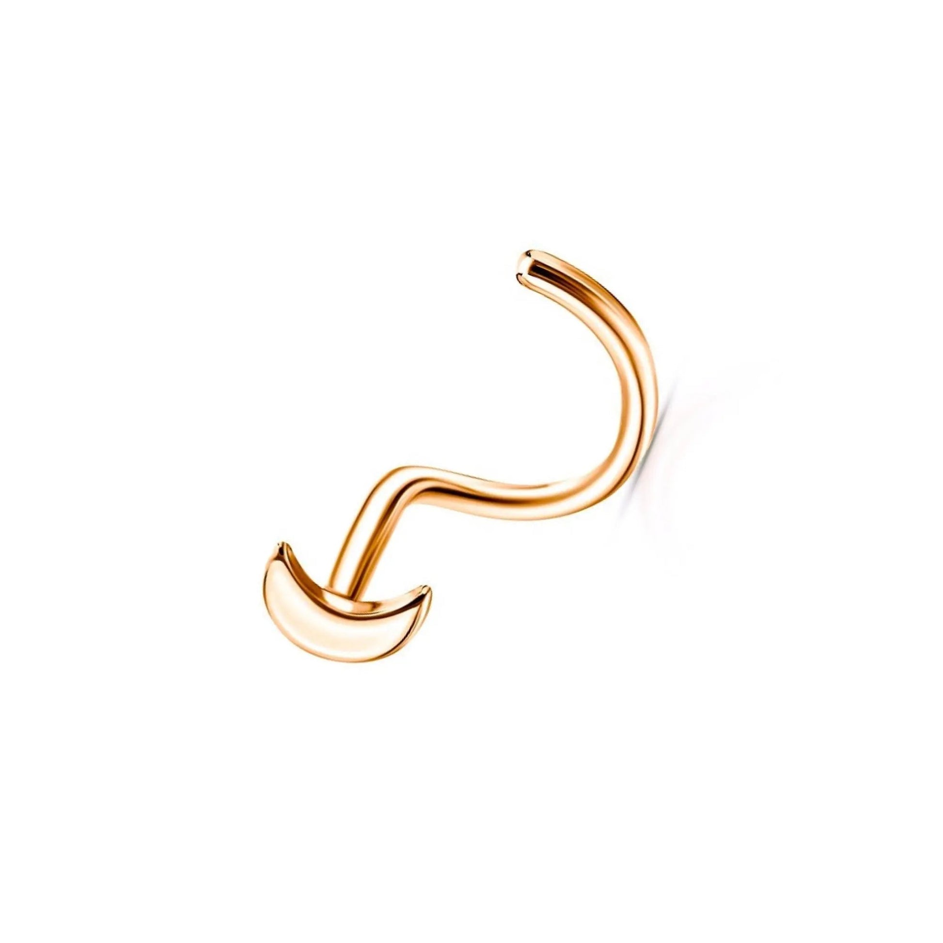 14k Rose Gold Crescent Moon Nose Stud | L Bend Nostril Piercing | Tragus or Ear Jewelry Gift for Her. Cushionblue